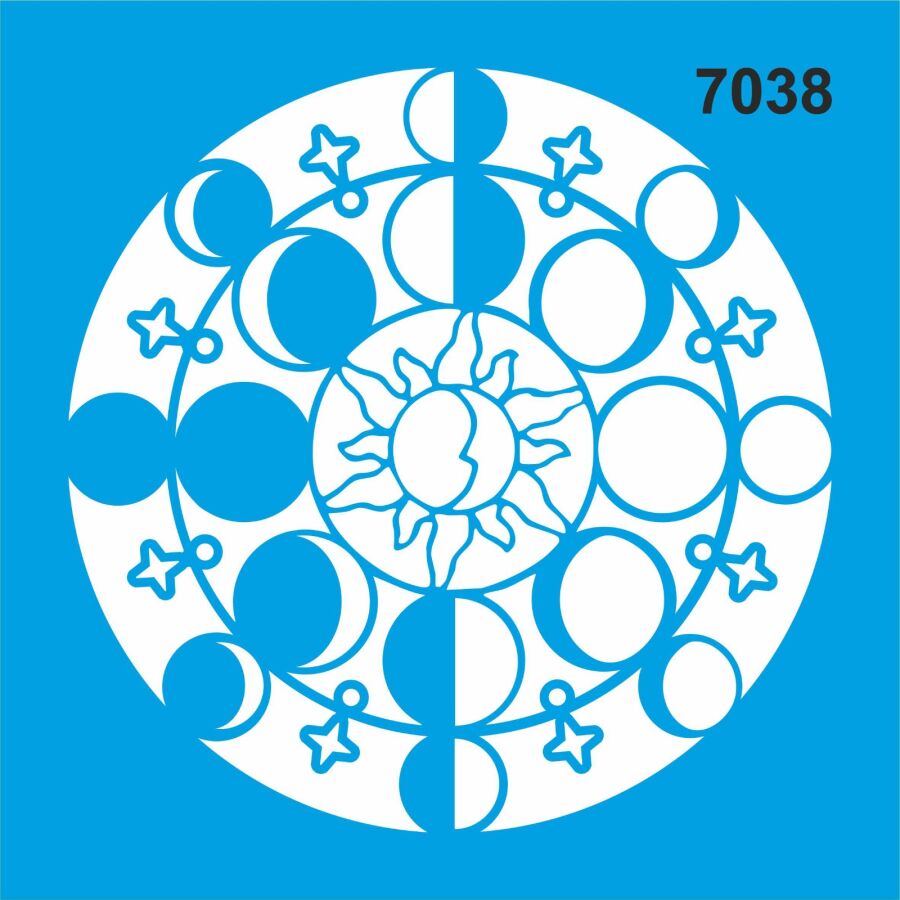 Ay Ve Güneş Deseni Stencil Boyama Şablonu - 1