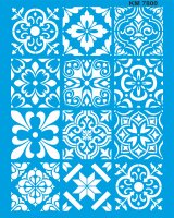 Fayanslı Duvar Deseni Stencil Boyama Şablonu - StencilSepeti