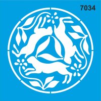 Tavşanlar Çiçekler Deseni Stencil Boyama Şablonu - StencilSepeti